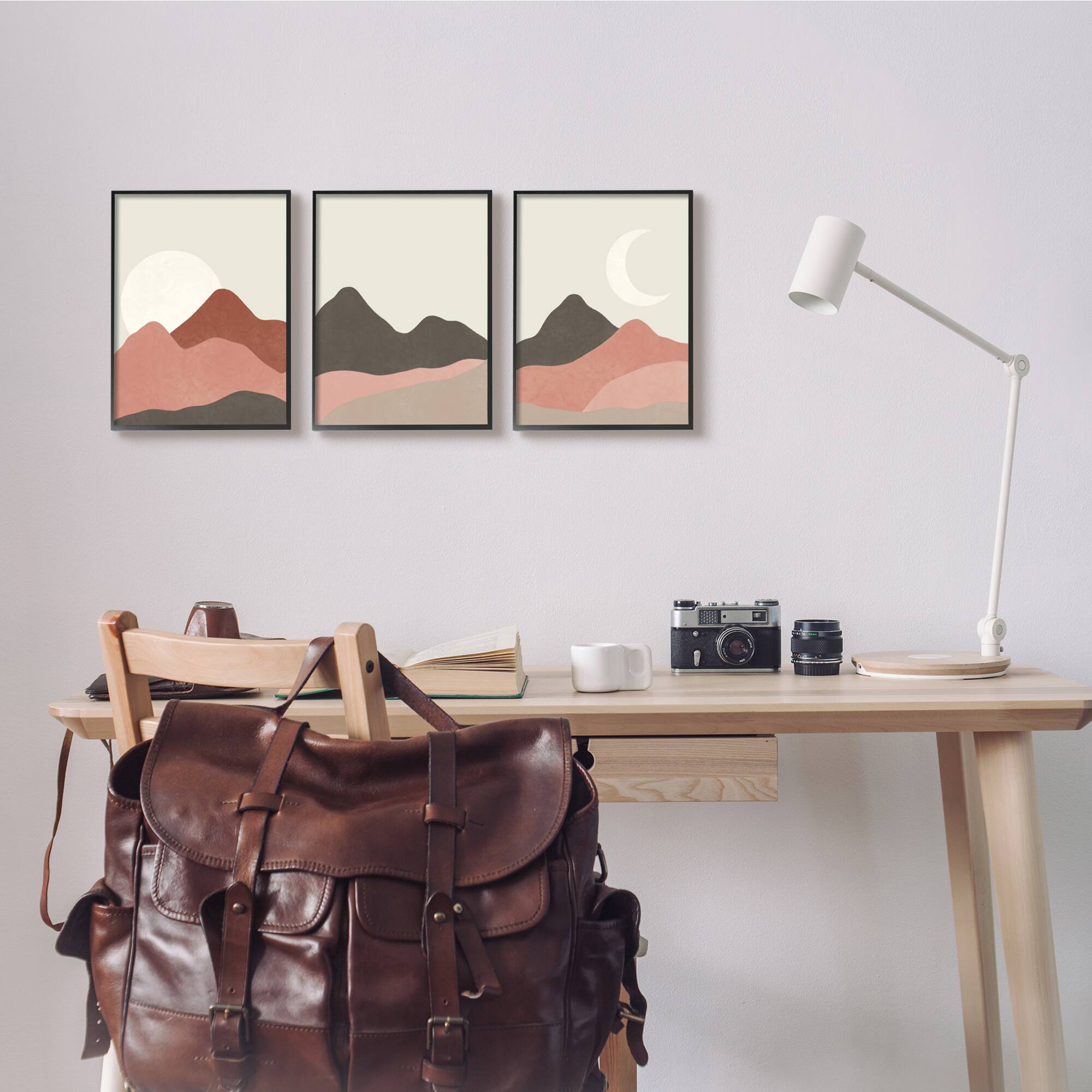 Stupell Industries Sun and Crescent Moon Desert Canyon Mountain Landscape Framed Wall Art